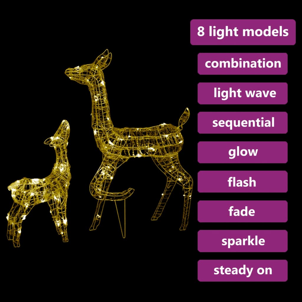 NNEVL Acrylic Reindeer Family Christmas Decoration 160 LED Warm White-3