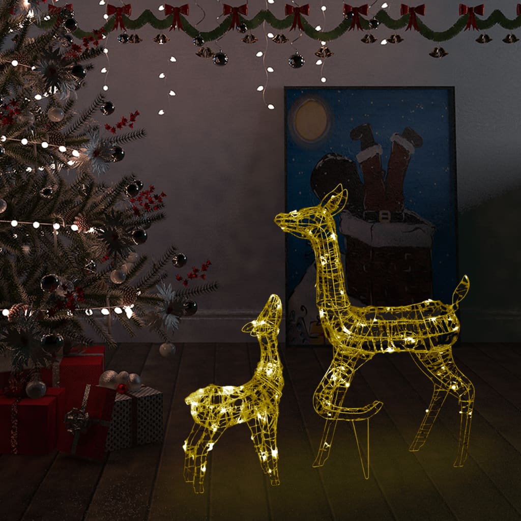 NNEVL Acrylic Reindeer Family Christmas Decoration 160 LED Warm White-0